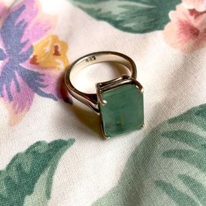 Aquamarine ring with silver band